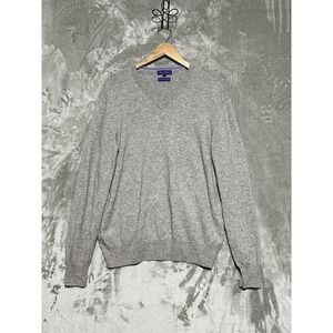 Alan Flusser V Neck Sweater Cashmere Mens XXL Gray Old Money Capsule Ivy League